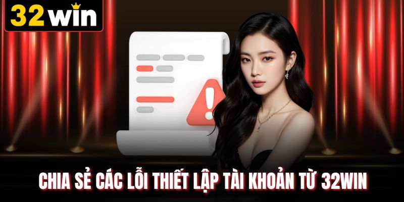 Chia sẻ các lỗi thiết lập tài khoản từ 32WIN